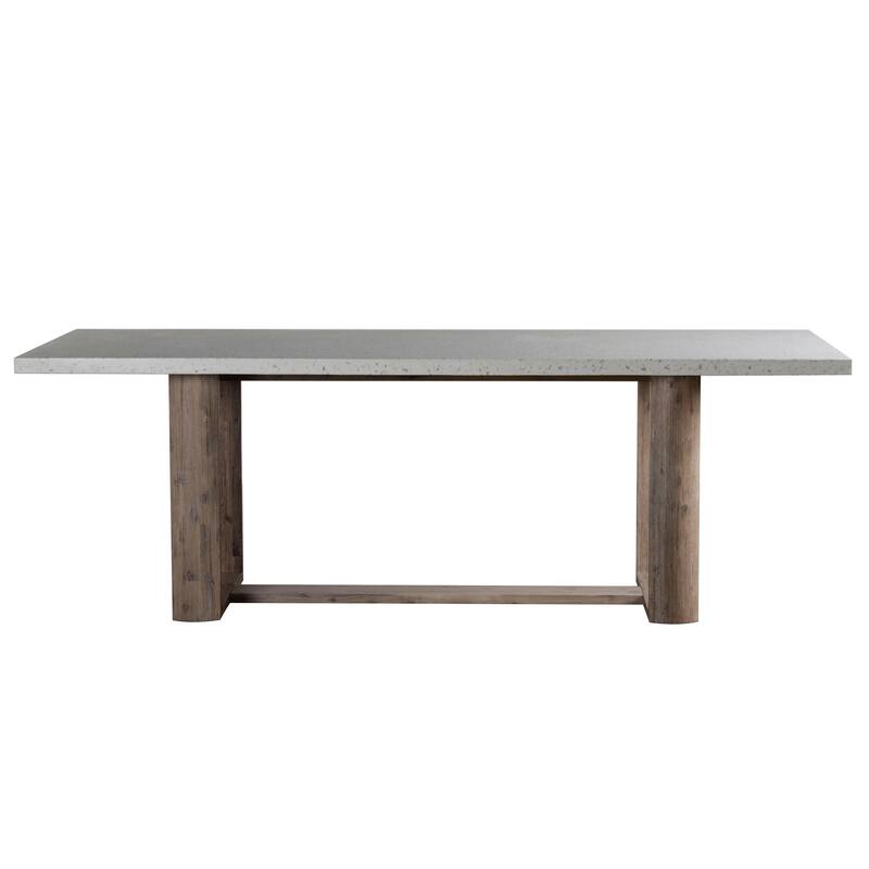 Kinsley Indoor-Outdoor White Terrazzo and Acacia 91-inch Rectangular Trustle Dining Table