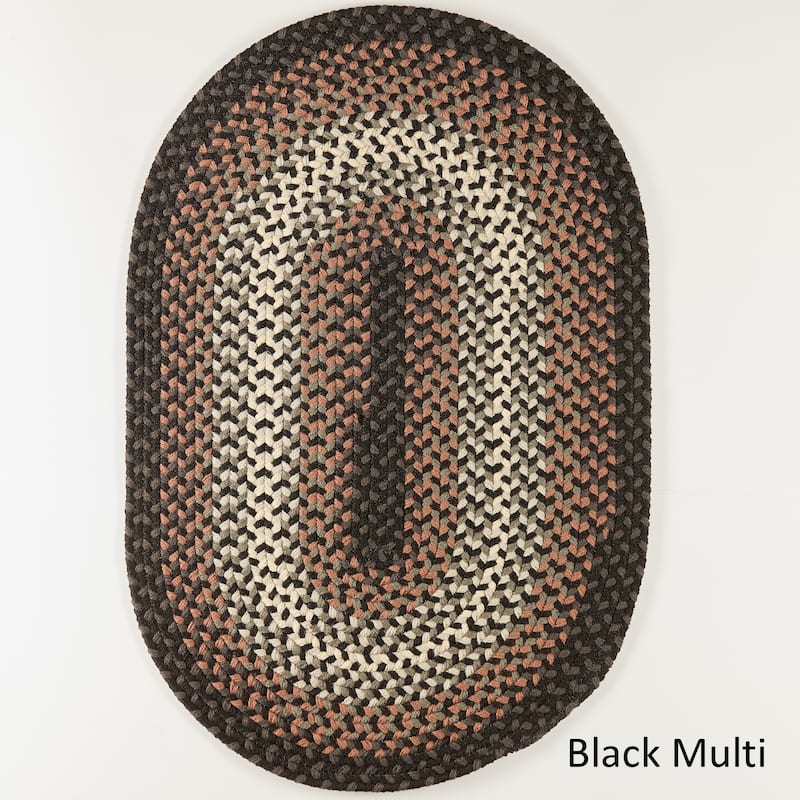 Norfolk Flat-braided Indoor/ Outdoor Rug - 2 ft x 3 ft - Black Multi