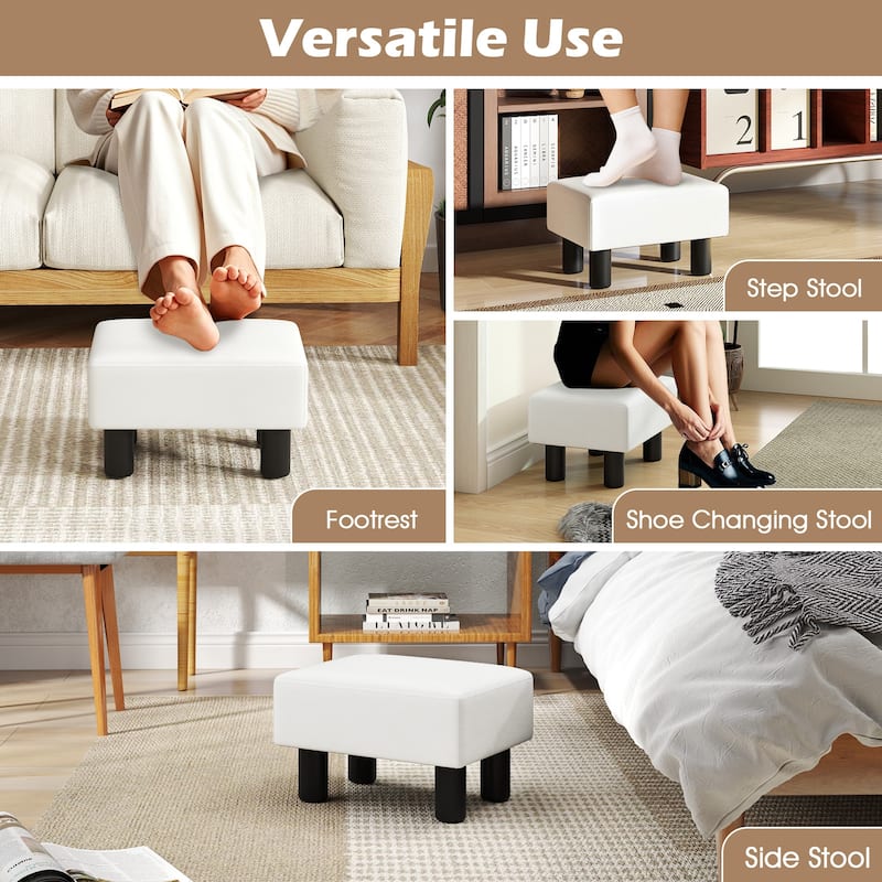 Gymax PU Leather Ottoman Rectangular Footrest Small Stool - See Details