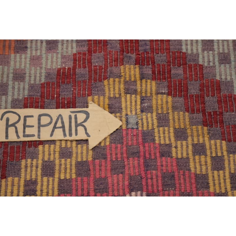 Hand Woven Oriental 100% Wool Carpet Southwestern Tribal Multi-Colored Kilim Area Rug - 9' 2'' X 5' 10''