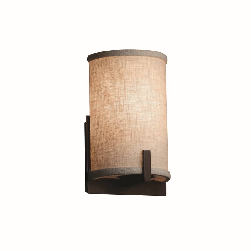 Justice Design Textile Century 1-light Dark Bronze ADA Wall Sconce, Cream Shade