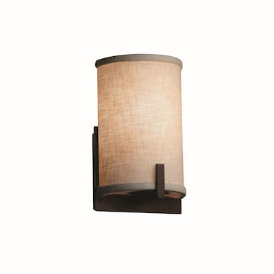 Justice Design Textile Century 1-light Dark Bronze ADA Wall Sconce, Cream Shade