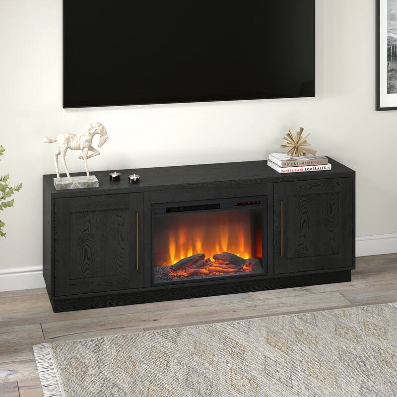 Tillman Rectangular TV Stand with Log Fireplace for TV's up to 75"