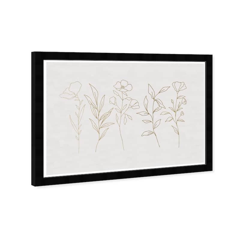 Wynwood Studio Prints Floral and Botanical Flower Lineup Gold and Metallic Gold Glam Wall Art Canvas Print