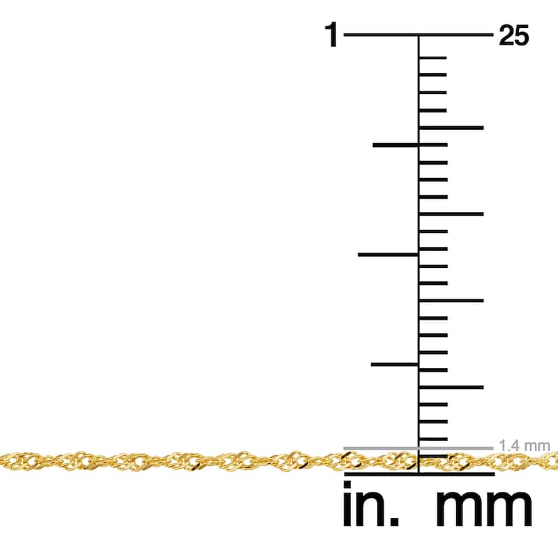 14k Yellow Gold Filled 1.4 mm Singapore Chain Pendant Necklace For Women (14 - 30 inches)