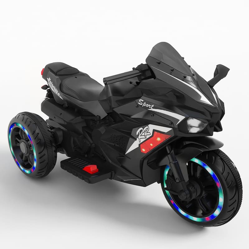 12V Electric Kids Motorcycle Ride-On with Shock Absorbers and USB MP3 Forward and Backward Drive - 41"L x 22"W x 25"H