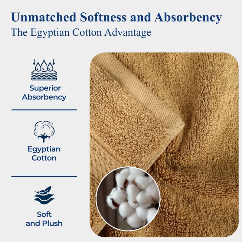 Superior Luxury Egyptian Cotton Bath Towel Set of 4 Ultra Plush, Heavyweight, Absorbent Spa & Hotel Quality Bath Towels Set