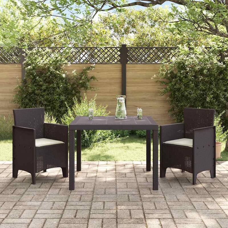 vidaXL Garden Dining Set 3/5 pcs Anthracite/Brown Polt rattan - 100 x 100 x 73 cm