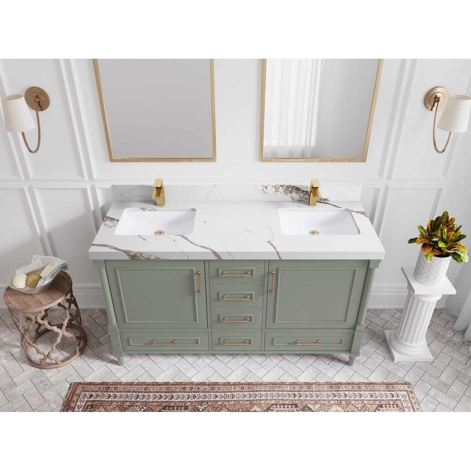 Willow Collections 60 in. W x 22 in. D Aberdeen Double Sink Bathroom Vanity with Countertop