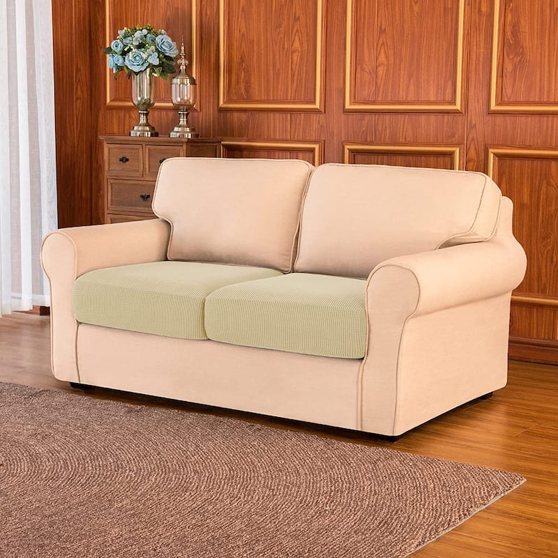 Subrtex 2-Piece Stretch Separate Sofa Cushion Cover Elastic Slipcover - Khaki