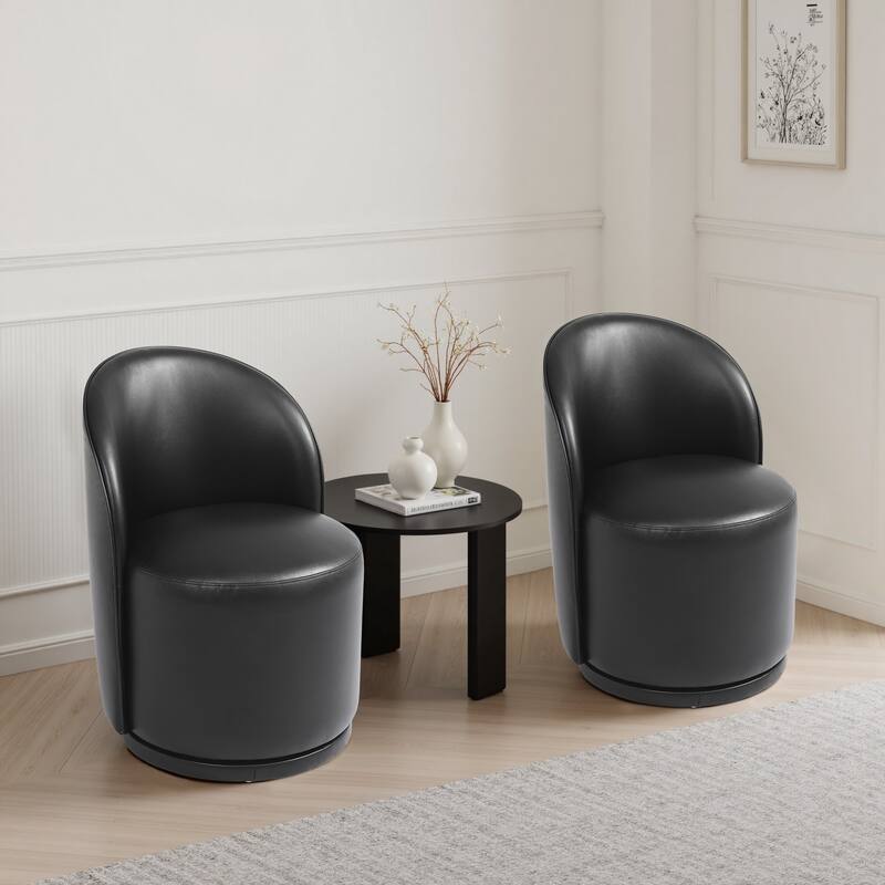 UIXE 2 Set Modern Upholstered Swivel Armless Side Dining Chairs