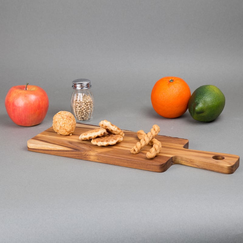 Creative Home Solid Mahogany Wood Charcuterie & Serving Board with One Side Natural Edge, 14" L x 5" W