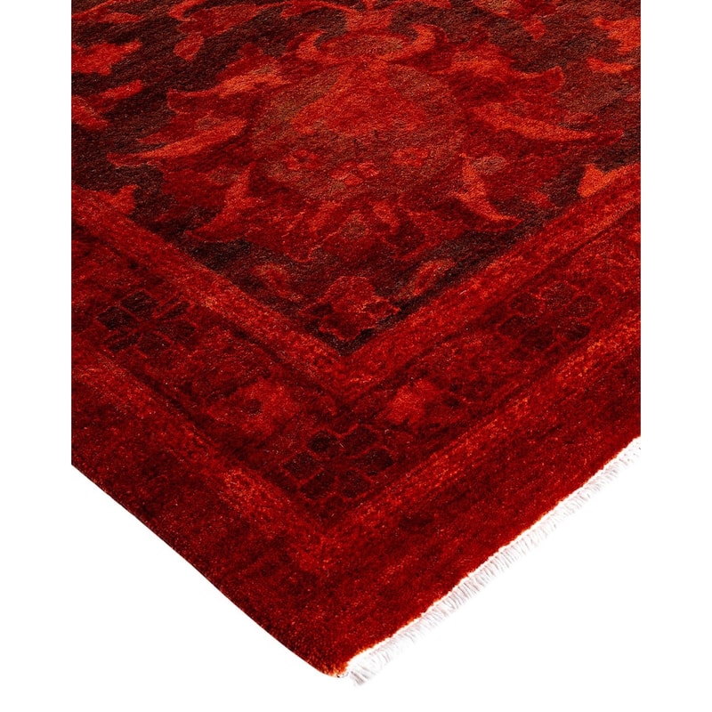 Overdyed, One-of-a-Kind Hand-Knotted Area Rug - Red - 11' 10" x 17' 10"