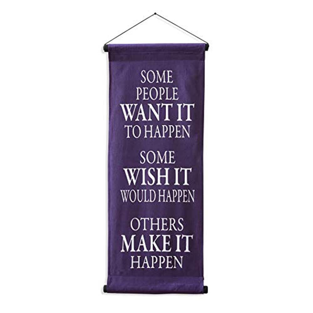 Inspirational Wall Decor Banner, Inspiring Quote Scroll, Motivational Message, Thought Saying Tapestry Want It, Wish It, Make It