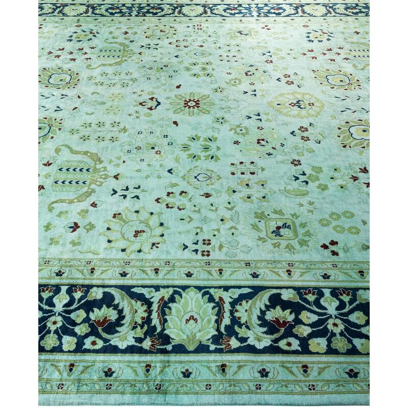 Overdyed One-of-a-Kind Hand-Knotted Area Rug - Green - 9' 2" x 12' 1"
