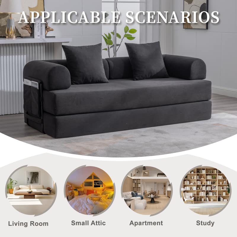 Foldable and compressible sofa, featuring a sturdy metal frame, It allows you to freely create a personalized leisure area