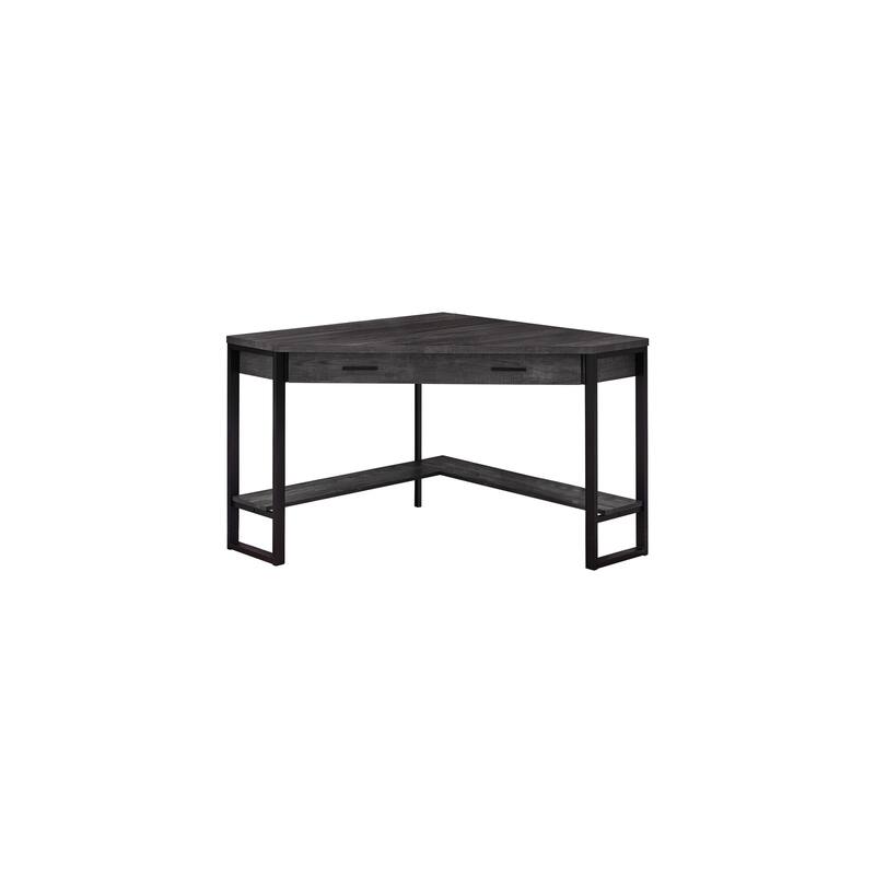 Modern Corner Computer Desk with Storage Drawer & Shelf - Black Wood-Look Home Office Desk