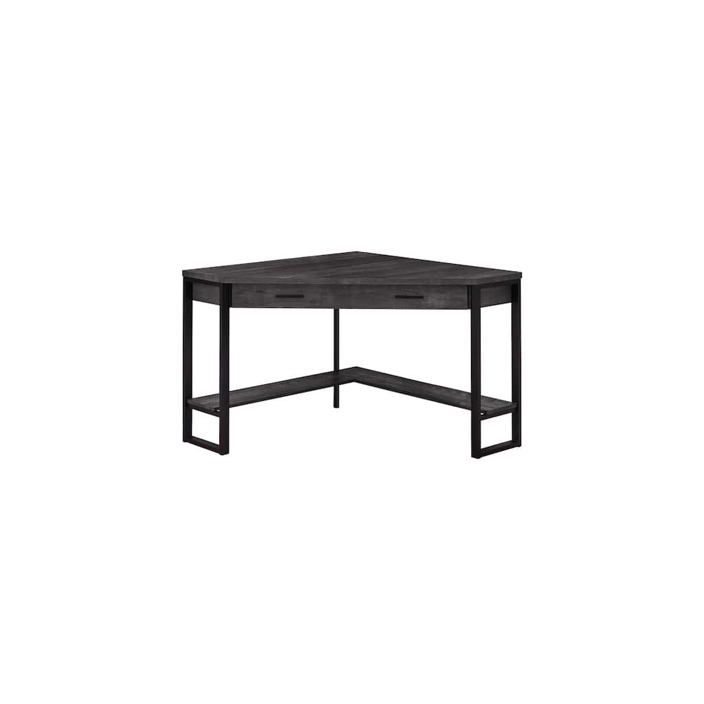 Modern Corner Computer Desk with Storage Drawer & Shelf - Black Wood-Look Home Office Desk