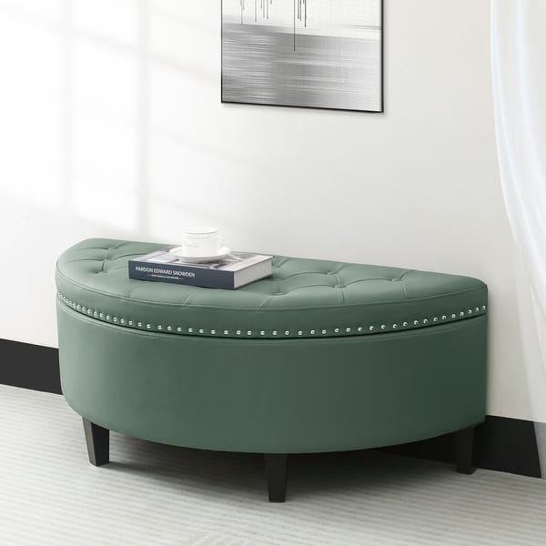 Adeco Half Moon Storage Ottoman Semi Circle Bench - On Sale - Bed Bath ...