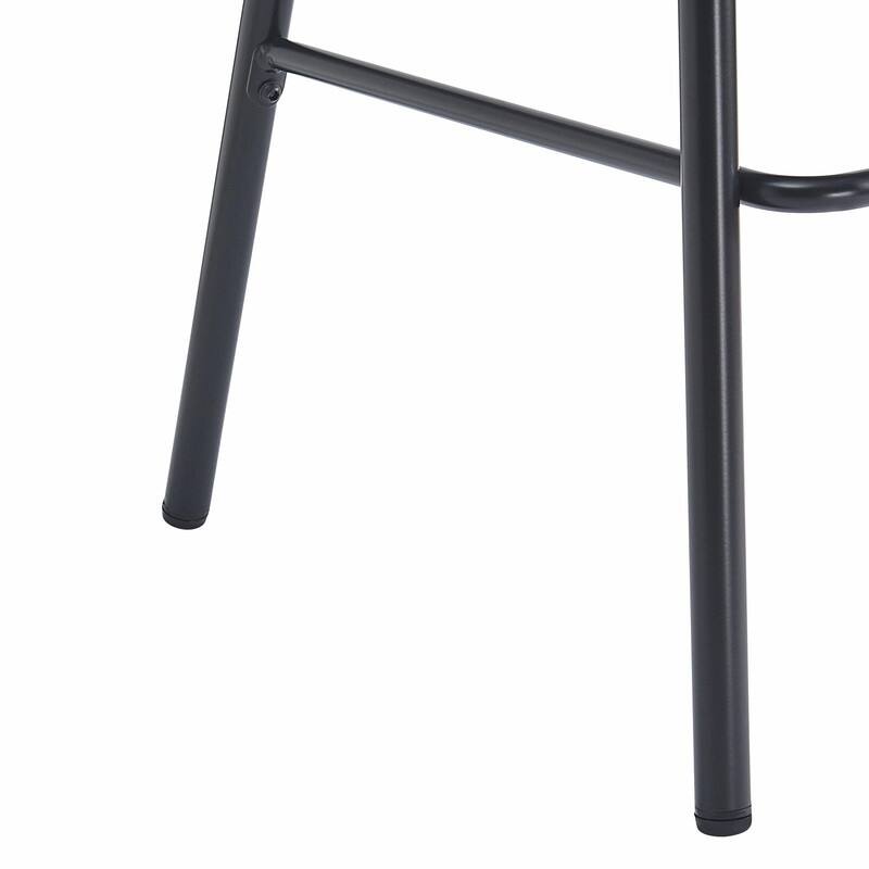 Ethan Upholstered Metal Bar Stools with Faux Leather Seat and Rattan Back, Set of 2