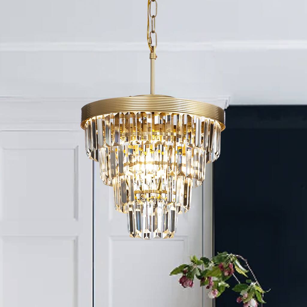 Glam Cone Shape Tierd Crystal Chandelier