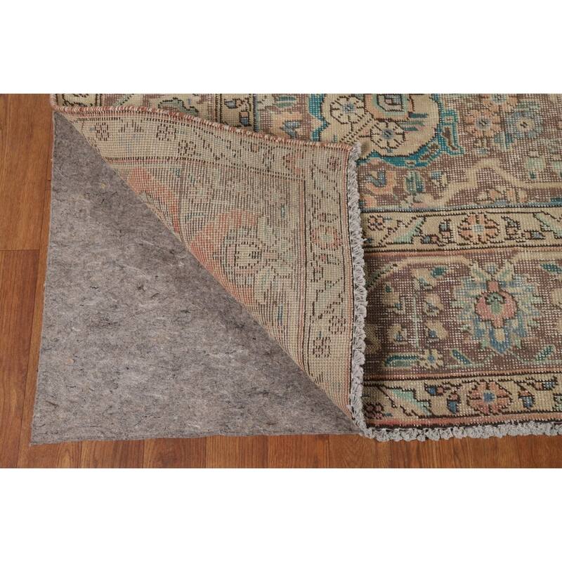 Orange Tabriz Persian Vintage Area Rug Handmade Wool Carpet - 7'9"x 11'0"