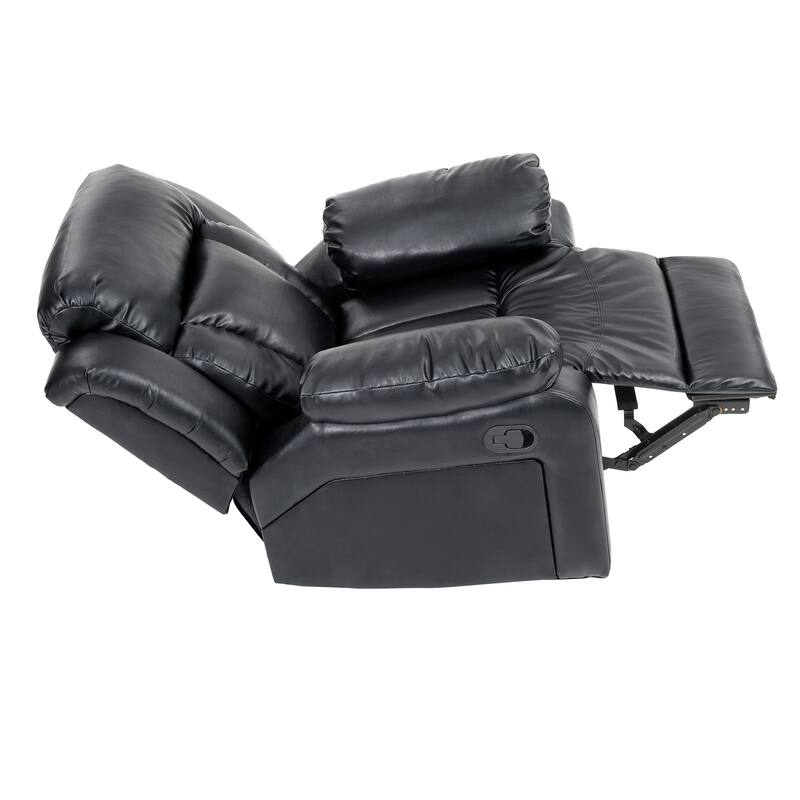 Faux Leather Upholstered Reclining Chair with Padded Arms - 41" - Black