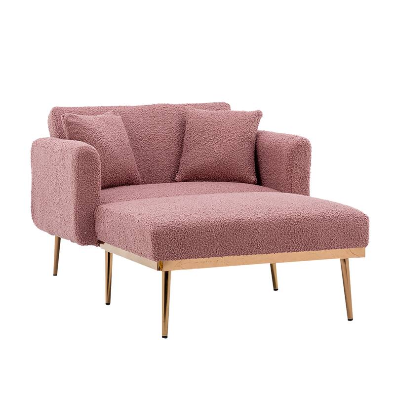 62'' L Modern Teddy Fabric Chaise Lounge Accent Chair for Living Room