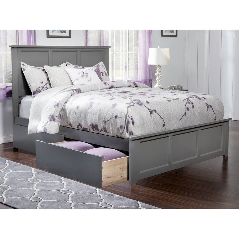 Platform Bed with Footboard & 2 Drawers - Storage Bed Frame - Slatted Support