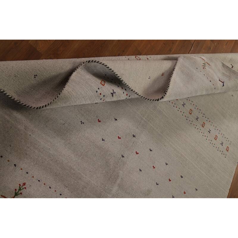 Gabbeh Oriental Area Rug Hand-Knotted Orange Wool Carpet - 5'9" x 7'8"