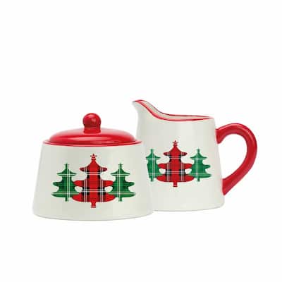 Amici Home Christmas Tree Sugar and Creamer Set - 8 oz