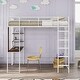 preview thumbnail 18 of 37, Metal Loft Bed With 2 Shelves And One Desk
