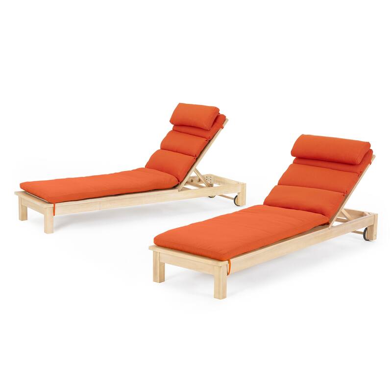 Kooper 2 Piece Sunbrella Outdoor Patio Chaise Lounges With Cushions - Tikka Orange