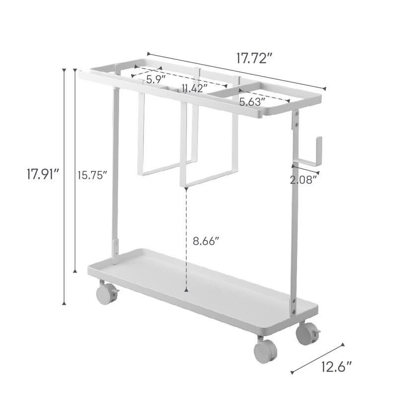 Yamazaki Home Fitness Equipment Storage Cart, Steel, Holds 16.5 lbs, Wheels - L 7.28 x W 19.8 x H 17.91 inches
