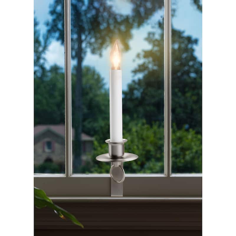 Set of 4 White Cambridge Christmas Candle Lamps Silver Brackets 12"