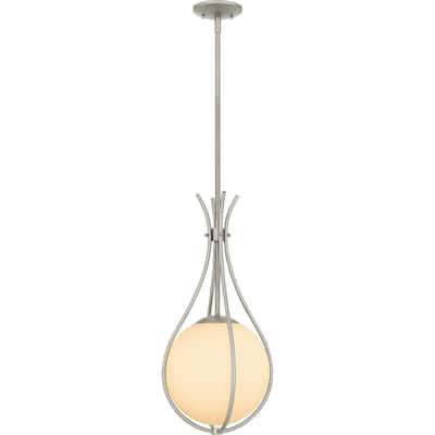 Brushed Nickel One Light Mini Pendant from the Quoizel Pendant Collection