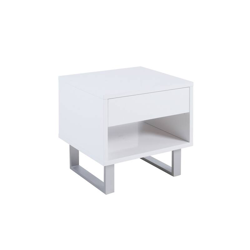 Atchison 1-drawer Rectangular End Table White High Gloss - White High Gloss - Wood