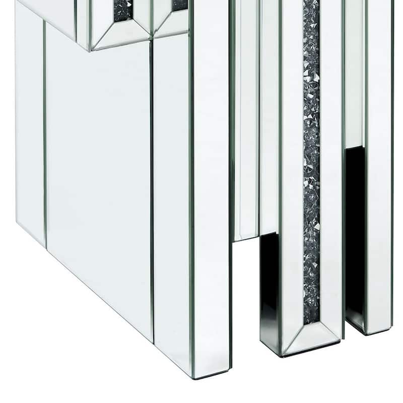 20 in. Silver Rectangle Glass End Table, Sturdy Build End Side Table for Living Rooms