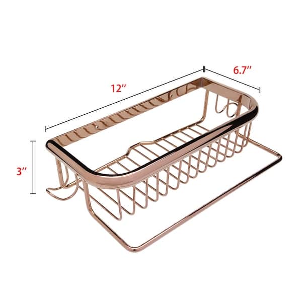12-inch Brass Rectangle Shape Bathroom Basket Shower Caddy Shelf