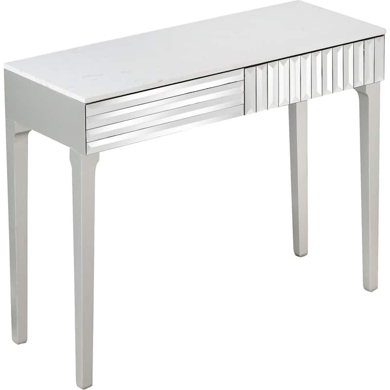 HomeRoots 40" Silver Mirrored Glass Console Table - 40.00 in. x 31.20 in. x 15.20 in.