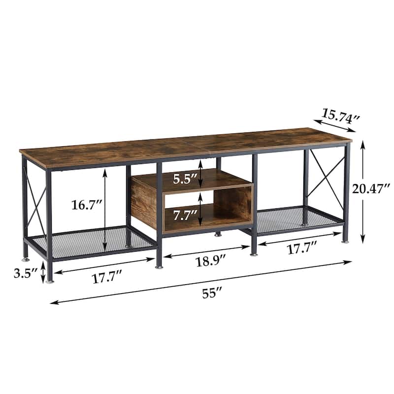 TV Stand for Living Room, Entertainment Center TV Console with Storage Shelves