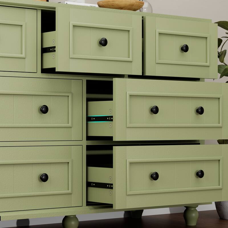47"W Retro 7-Drawer Dresser Farmhouse Wood Dressers Chest of Drawers