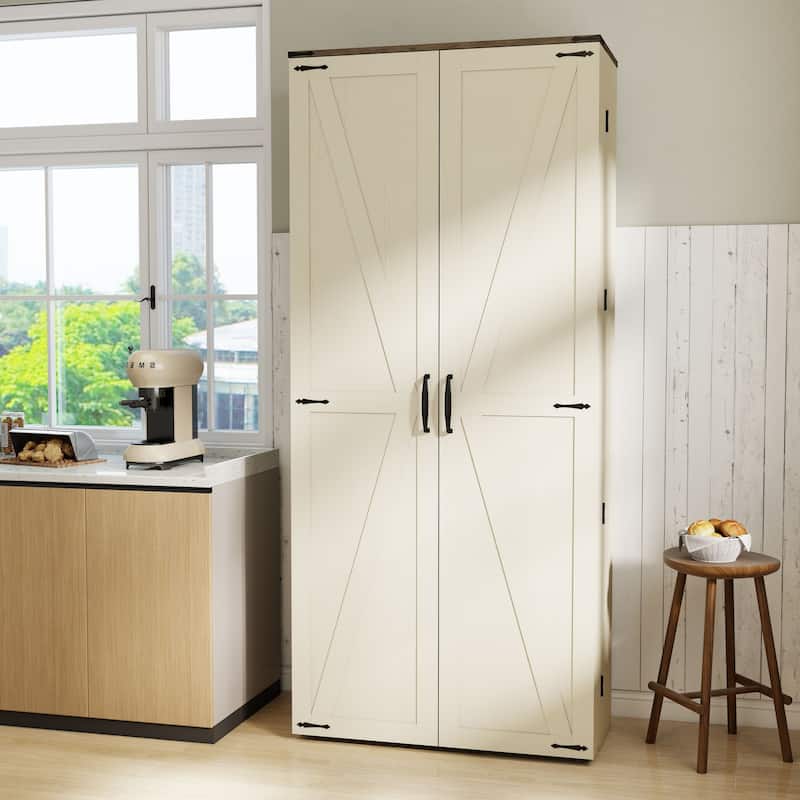 67" Kitchen Pantry Cabinet with Adjustable Shelves, Tall Storage Organizer Cupboard for Kitchen, Dining Room
