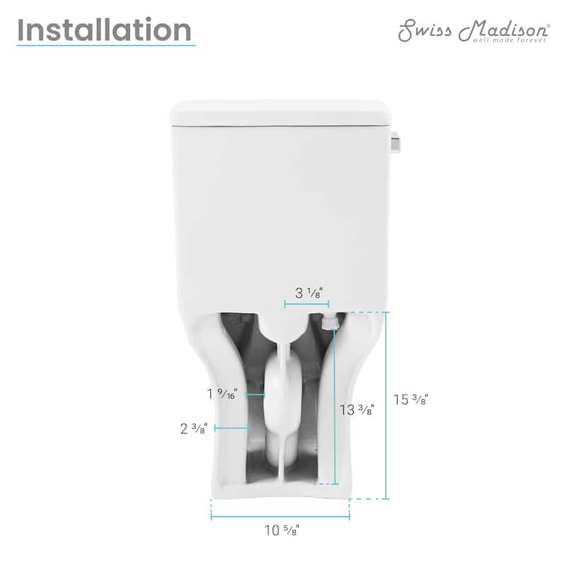 Carré One-Piece Square Toilet Left Side Flush Handle Toilet 1.28 gpf