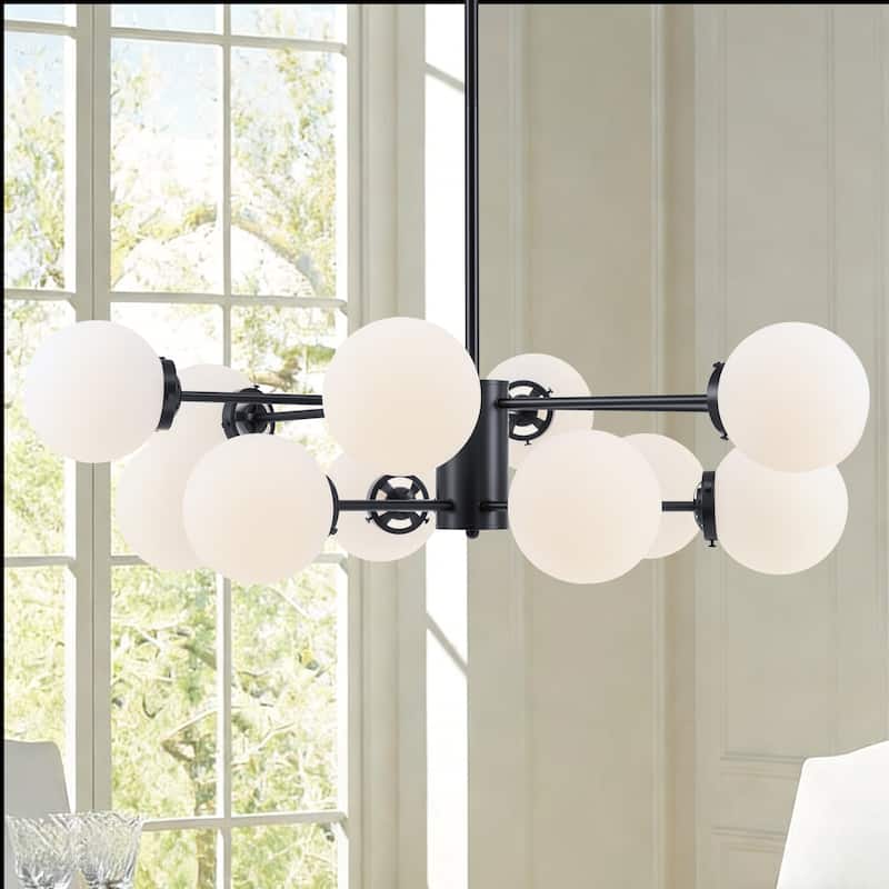 CO-Z Dimmable Modern Linear Sputnik Pendant Chandelier with Frosted Glass Globe Shades (6/8/12 - Light)