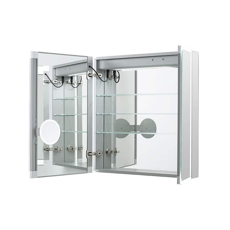 AQUADOM Edge Royale Bathroom Led Lighted Medicine Cabinet Defogger, 3X LED Adjustable Magnifying Mirror, Electrical Outlets.