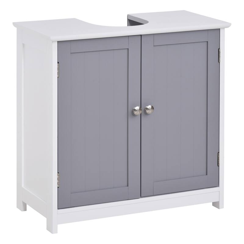 Pedestal Sink Storage Cabinet - White+Gray