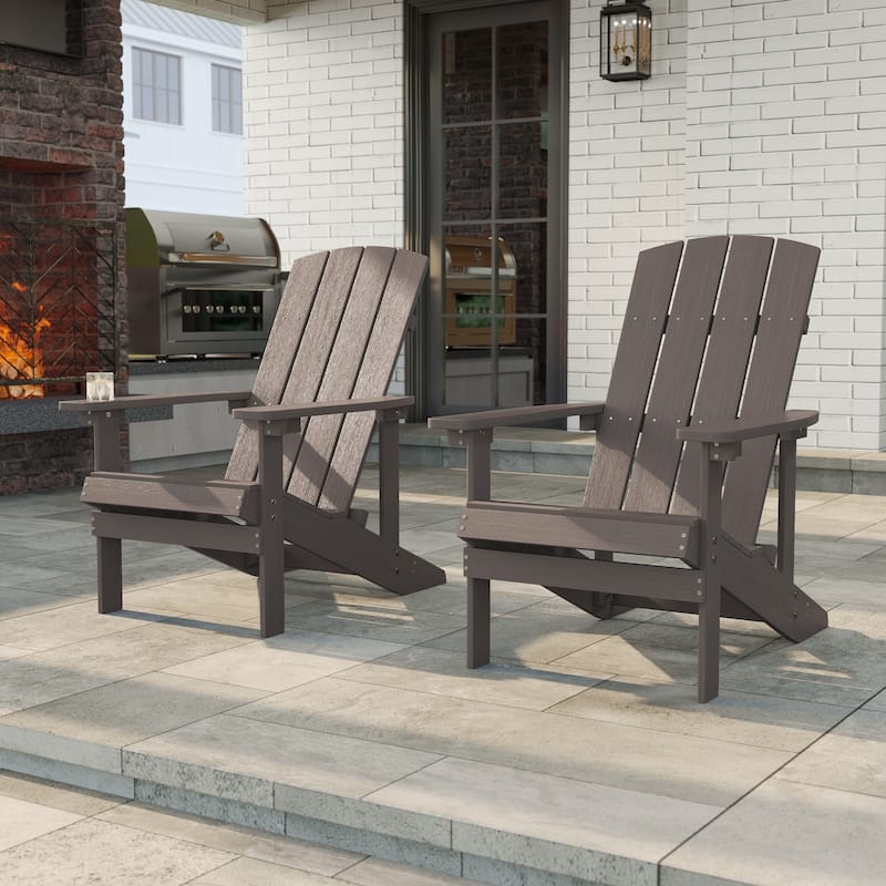LIVOOSUN Outdoor Recycled Plastic Modern Outdoor Adirondack Chair Set of 1/2/4 - 2 Pieces - Brown