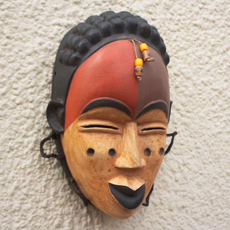 Novica Handmade Galoa Smile African Wood Mask