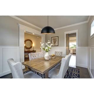 Rafaelino - 1-Light Pendant Structured Black Finish with Black and Gold Leaf Shade - 15.00"L X 15.00"W X 7.50"H